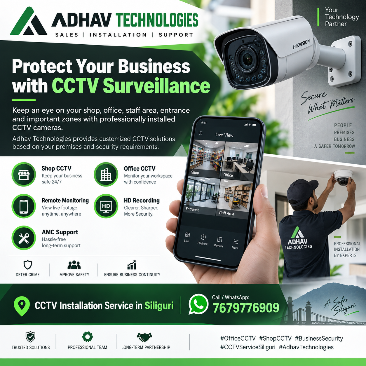 Adhav Technologies CCTV installation for businesses in Siliguri